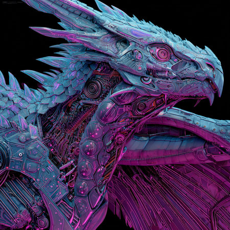 3D rendering of a fantasy dragon isolated on black background with clipping pathの素材