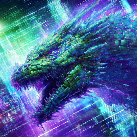 3D rendering of abstract technology digital hi tech concept with glowing particlesの素材