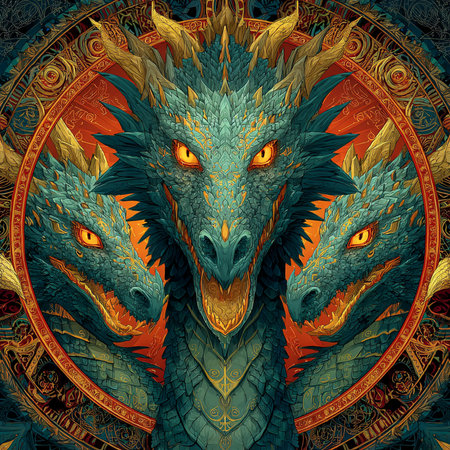 Zodiac sign dragon. Zodiac background. Zodiac pattern.の素材