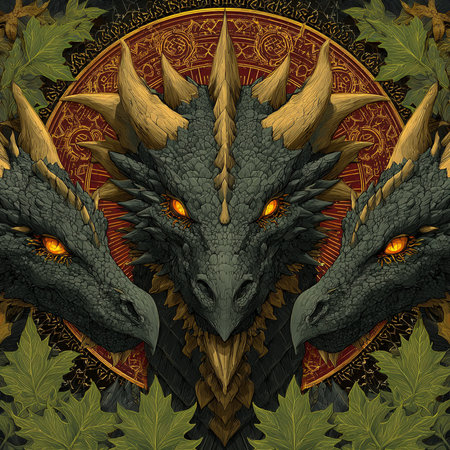 Dragon with floral ornament. 3D rendering. Computer generated graphics.の素材