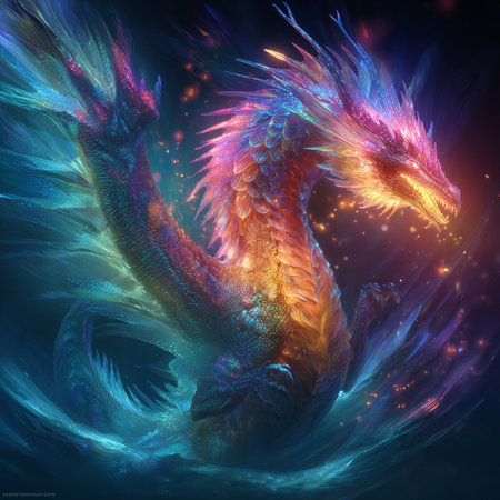 Dragon in the sky with lightning. 3d rendering, 3d illustration.の素材