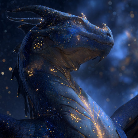 Fantasy dragon on a dark background. 3d rendering, 3d illustration.の素材