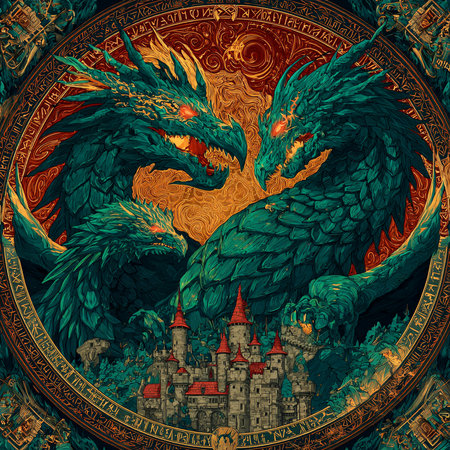 3D rendering of a fantasy dragon in space surrounded by stars.の素材