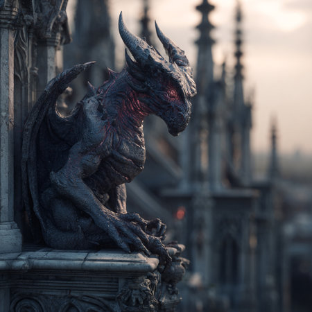 Statue of a dragon on the Piazza San Marco in Venice, Italyの素材