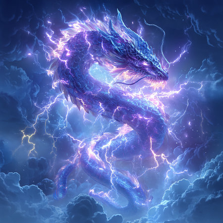 Dragon in the storm. 3D rendering, 3D illustration.の素材