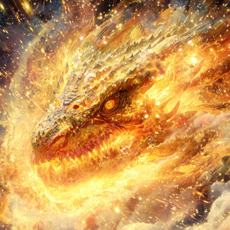 Iguana in the space. Fire effect. 3D renderingの素材