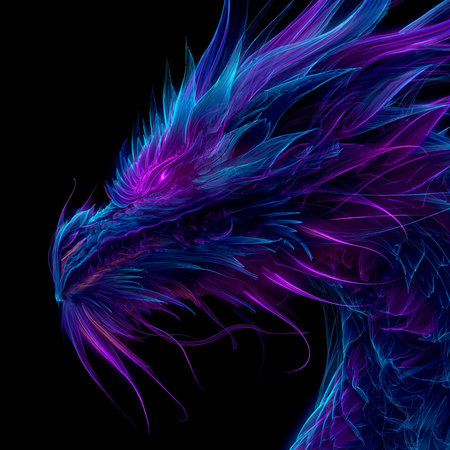 Dragon head on black background. Fantasy fractal texture. Digital art. 3D rendering.の素材