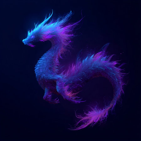 3D rendering of a fantasy dragon isolated on a black background.の素材