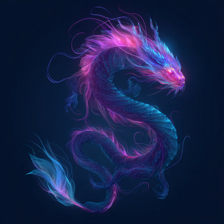 Blue dragon on a dark background. 3d rendering, 3d illustration.の素材