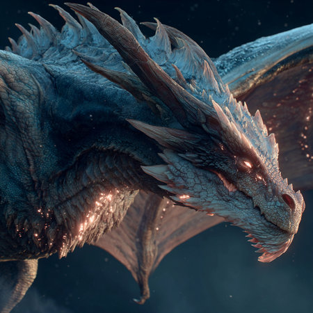 3D rendering of a fantasy dragon isolated on black background with clipping pathの素材