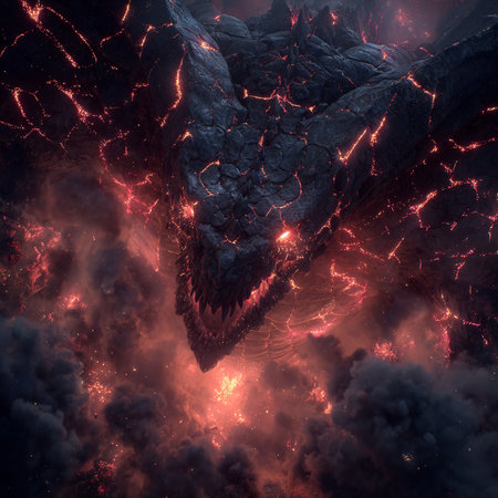 Volcanic eruption with lava and smoke. 3D illustrations.の素材