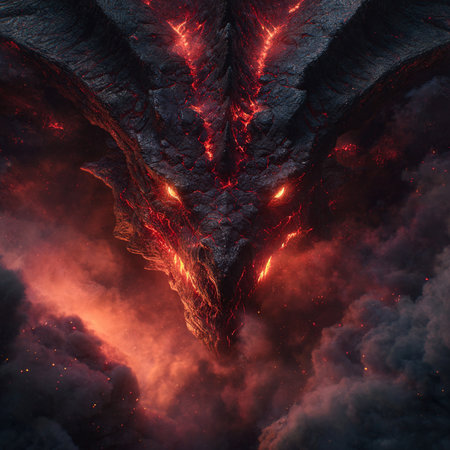 Volcanic eruption with lava and smoke. 3D illustrations.の素材