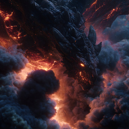 3D illustration of an alien planet with lava and lava flow.の素材