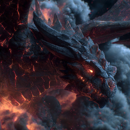 Fantasy dragon on fire. 3D illustrations. 3D CG. High resolution.の素材