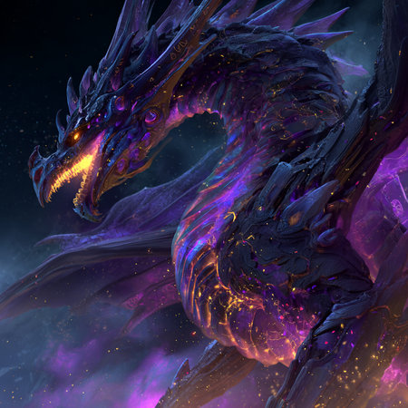 Dragon in fantasy space. 3D illustrations. Computer generated graphics.の素材