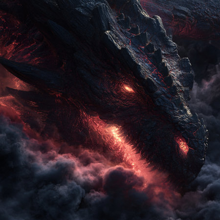 Fractal 3D Illustration of a volcano with lava flowの素材