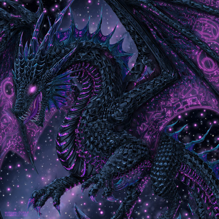 Abstract fractal background with a dragon. Computer-generated illustration.の素材