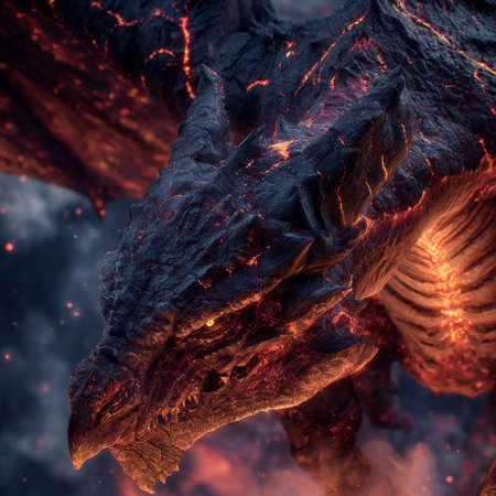 Crocodile skull in the fire. 3D illustrations.の素材