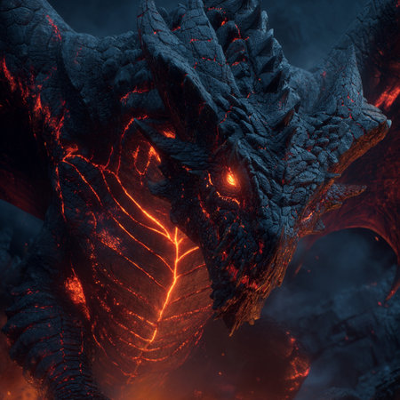 Fractal 3D Illustration of a volcano eruption with lavaの素材