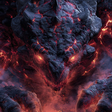 Volcanic eruption with lava and lava flow. 3D renderingの素材