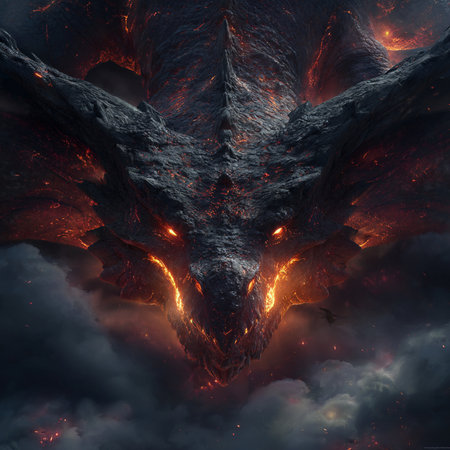 Volcanic eruption with lava and smoke. 3D illustrations.の素材