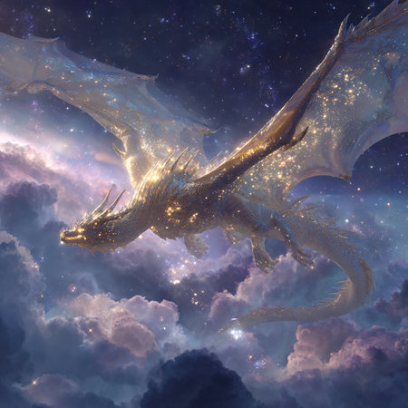 Dragon in the sky. 3D rendering. Computer generated image.の素材