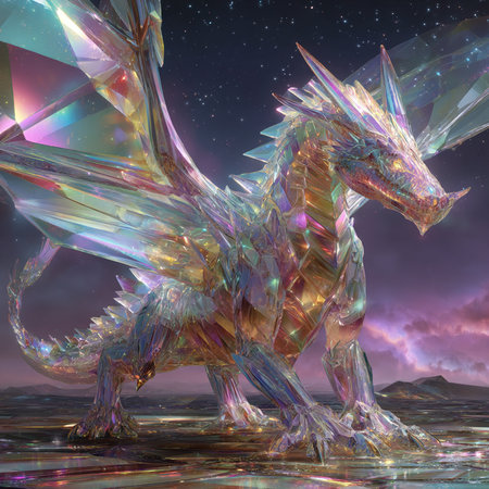 3D illustration of a fantasy dragon in the starry sky.の素材
