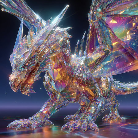 3D rendering of a fantasy dragon isolated on a black background.の素材