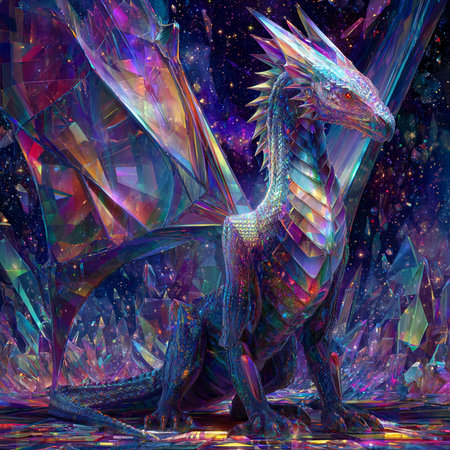 Fantasy dragon in cosmic space. 3D rendering. Computer digital drawing.の素材