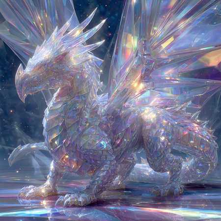 Three-dimensional illustration of a fantasy dragon on a dark background.の素材