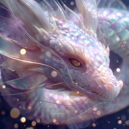 A closeup of a dragon head on a blue background. 3D renderingの素材