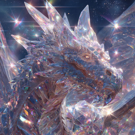 3D rendering of a fantasy dragon with a lot of light effectsの素材