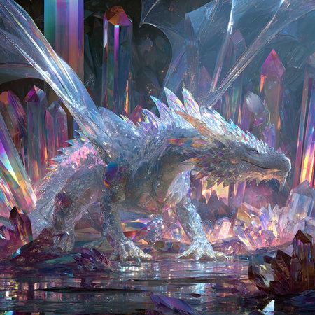 3d rendering of a fantasy dragon with a multicolored backgroundの素材