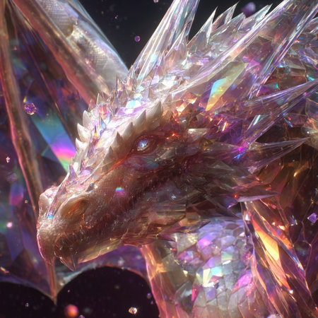 3d rendering of a fantasy dragon in space with a colorful backgroundの素材