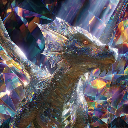 3D rendering of a fantasy dragon with a glowing surface in space.の素材