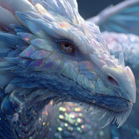 3D Illustration of a fantasy dragon with a colorful background.の素材