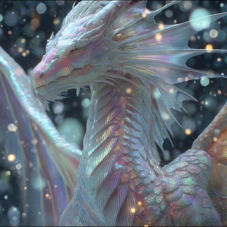 3D rendering of a fantasy dragon with a blue background and starsの素材