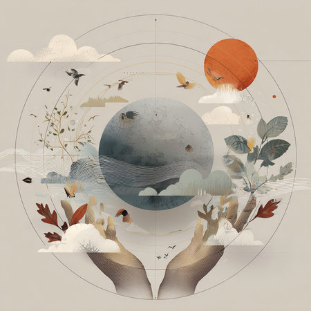 Vector illustration of the earth in the form of a circle on the theme of ecology.の素材