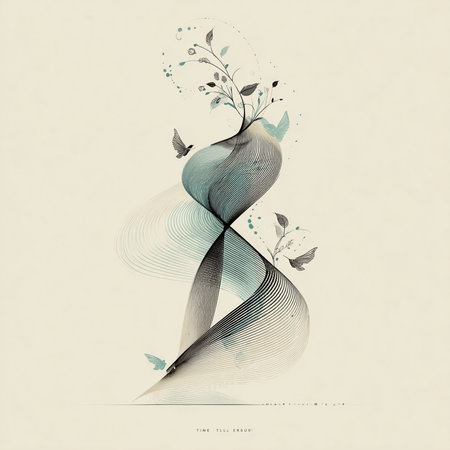 Abstract floral background with flowers and leaves. Hand-drawn illustration.の素材