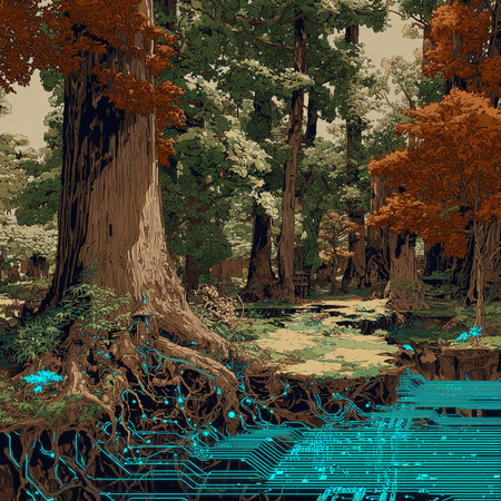 Giant Redwood Trees in the forest. 3D Renderingの素材
