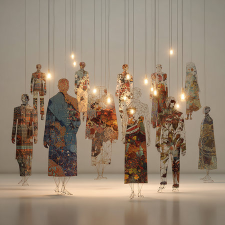 3d render of a mannequin with different ethnic clothes in the studioの素材