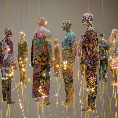 3d rendering of a group of people in the traditional Chinese dressの素材