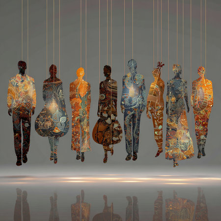 Silhouettes of African women in traditional clothes. Vector illustration.の素材