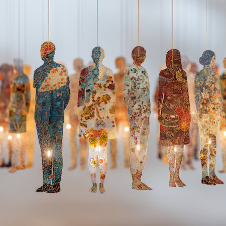 Hanging decorative ornaments in the shape of a man.の素材