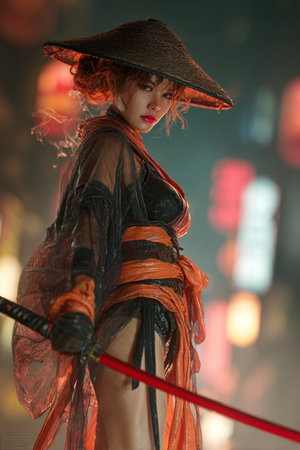 Fashion portrait of a beautiful young woman in a witch costume. Halloween.の素材