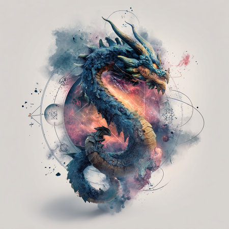 Dragon zodiac sign in space. Astrology and horoscope conceptの素材