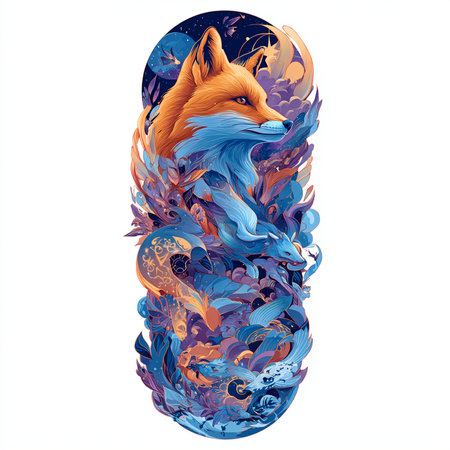 Fox head in the shape of the letter I. Vector illustration.の素材