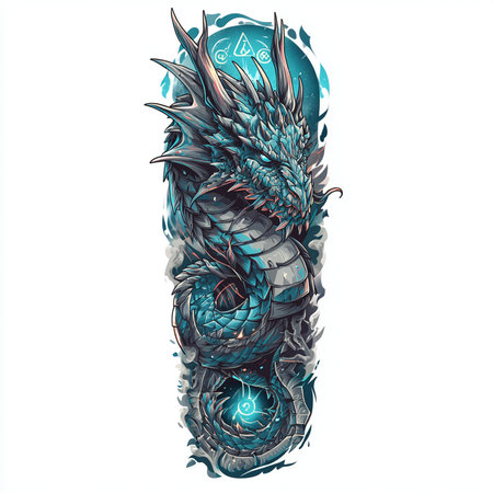 Tattoo art dragon, sketch for your design. Vector illustrationの素材