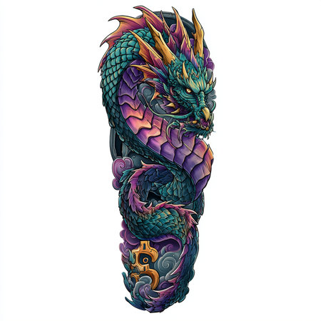 Tattoo art dragon, sketch for your design. Vector illustrationの素材