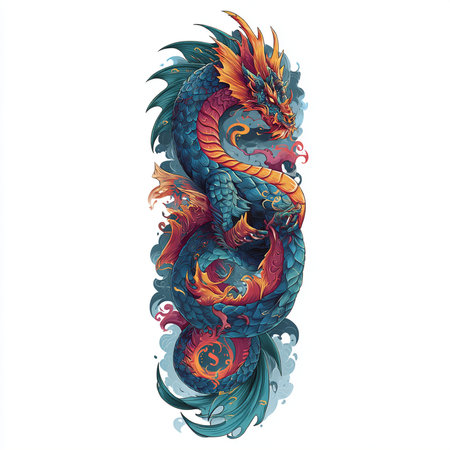 Colorful dragon zodiac sign. Zodiacal horoscope.の素材